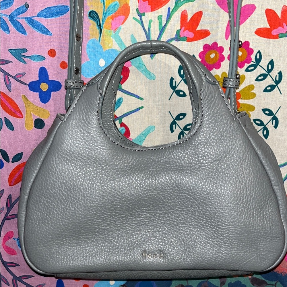 THE SAK Blue Gray Leather Satchel NWOT